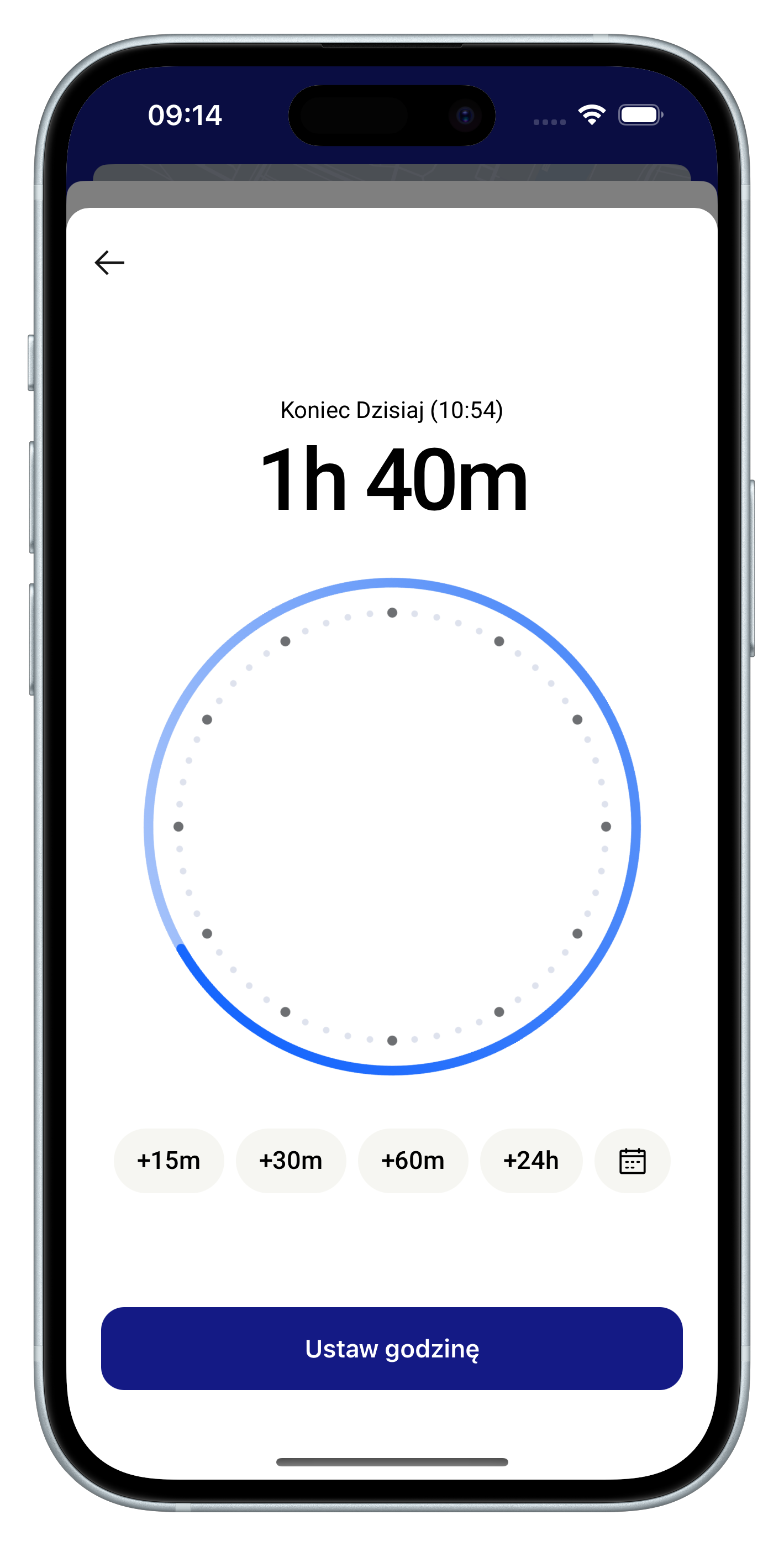 …lub przewiń, aby wybrać dokładny czas.